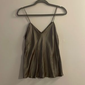 Vintage 100% silk charcoal grey tank top spaghetti straps